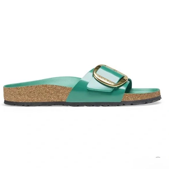 Birkenstock Madrid Green Sandals with Gold Buckle - LIKE NEW - Picture 2 of 4